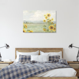Moderne zonnebloem Watercolor & gepersonaliseerd b Canvas Afdruk