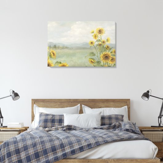 Moderne zonnebloem Watercolor & gepersonaliseerd b Canvas Afdruk (Insitu (Slaapkamer))