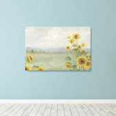 Moderne zonnebloem Watercolor & gepersonaliseerd b Canvas Afdruk (Insitu (Houten vloer))