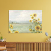Moderne zonnebloem Watercolor & gepersonaliseerd b Canvas Afdruk (Insitu (Woonkamer))
