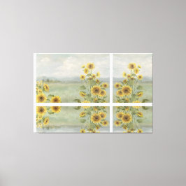Moderne zonnebloem Watercolor & gepersonaliseerd b Canvas Afdruk