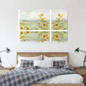 Moderne zonnebloem Watercolor & gepersonaliseerd b Canvas Afdruk (Insitu (Slaapkamer))