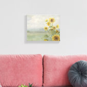 Moderne zonnebloem Watercolor & gepersonaliseerd b Canvas Afdruk (Insitu (Woonkamer))