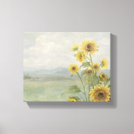 Moderne zonnebloem Watercolor & gepersonaliseerd b Canvas Afdruk