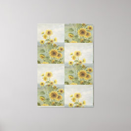 Moderne zonnebloem Watercolor & gepersonaliseerd b Canvas Afdruk