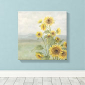 Moderne zonnebloem Watercolor & gepersonaliseerd b Canvas Afdruk (Insitu (Houten vloer))
