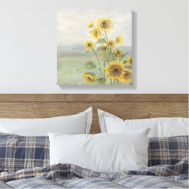 Moderne zonnebloem Watercolor & gepersonaliseerd b Canvas Afdruk