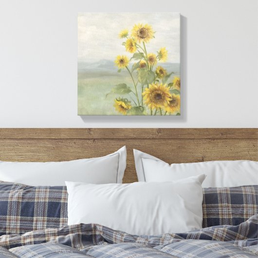 Moderne zonnebloem Watercolor & gepersonaliseerd b Canvas Afdruk (Insitu (Slaapkamer))