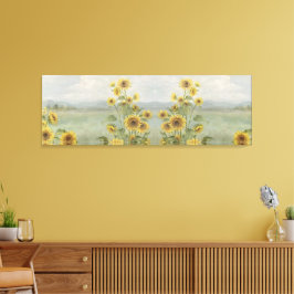 Moderne zonnebloem Watercolor & gepersonaliseerd b Canvas Afdruk