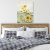 Moderne zonnebloem Watercolor & gepersonaliseerd b Canvas Afdruk (Insitu (Slaapkamer))