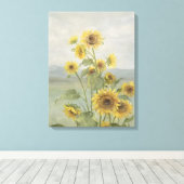 Moderne zonnebloem Watercolor & gepersonaliseerd b Canvas Afdruk (Insitu (Houten vloer))