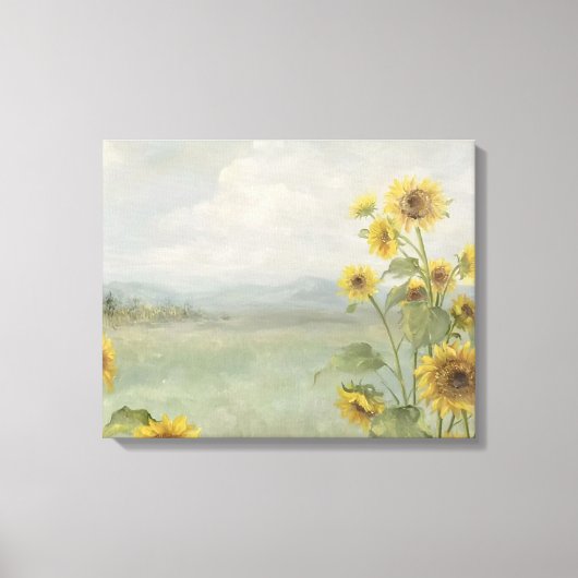 Moderne zonnebloem Watercolor & gepersonaliseerd b Canvas Afdruk (Voorkant)