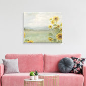 Moderne zonnebloem Watercolor & gepersonaliseerd b Canvas Afdruk (Insitu (Woonkamer))