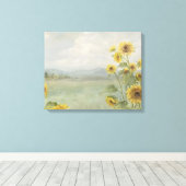 Moderne zonnebloem Watercolor & gepersonaliseerd b Canvas Afdruk (Insitu (Houten vloer))