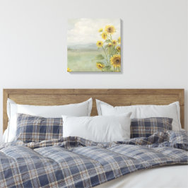 Moderne zonnebloem Watercolor & gepersonaliseerd b Canvas Afdruk