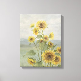 Moderne zonnebloem Watercolor & gepersonaliseerd b Canvas Afdruk