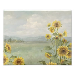 Moderne zonnebloem Watercolor & gepersonaliseerd b Foto Afdruk