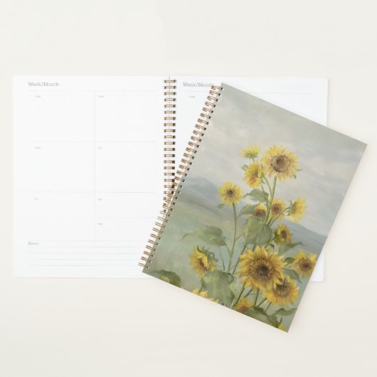 Moderne zonnebloem Watercolor & gepersonaliseerd b Planner (Display)