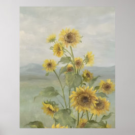 Moderne zonnebloem Watercolor & gepersonaliseerd b Poster