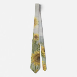 Moderne zonnebloem Watercolor & gepersonaliseerd b Stropdas