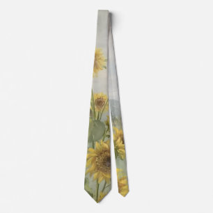 Moderne zonnebloem Watercolor & gepersonaliseerd b Stropdas