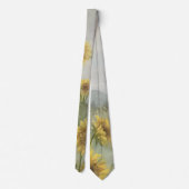 Moderne zonnebloem Watercolor & gepersonaliseerd b Stropdas (Achterkant)