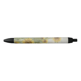 Moderne zonnebloem Watercolor & gepersonaliseerd b Zwarte Inkt Pen