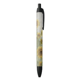 Moderne zonnebloem Watercolor & gepersonaliseerd b Zwarte Inkt Pen