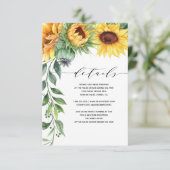 Moderne Zonnebloem Waterverf Trouwgegevens Informatiekaartje (Staand voorkant)