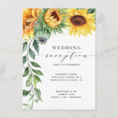 Moderne Zonnebloem Waterverf Trouwreceptie Informatiekaartje (Voorkant)