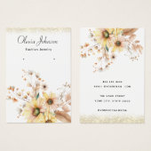 Moderne zonnebloem wilde bloemen oorbel display ka visitekaartje (Voorkant /achterkant)