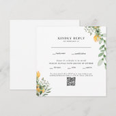 Moderne zonnebloem Witte plein voor bruiloft QR-co (Voorkant / Achterkant)