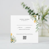 Moderne Zonnebloem Witte Trouw QR Code RSVP (Staand voorkant)