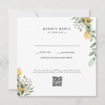 Moderne Zonnebloem Witte Trouw QR Code RSVP