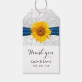 Moderne Zonnebloem Zilver Glitter Bruiloft Favor Cadeaulabel (Voorkant)