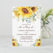 Moderne Zonnebloem Zomgrijze Floral Wedding Kaart (Staand voorkant)