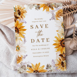 Moderne Zonnebloemen Boho Bruiloft Save The Date