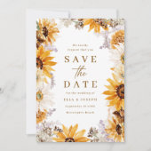 Moderne Zonnebloemen Boho Bruiloft Save The Date (Voorkant)