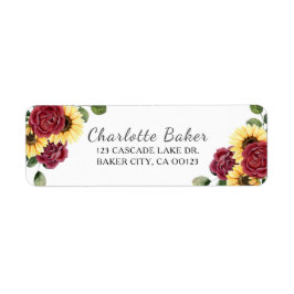 Moderne zonnebloemen en Rozen bloemen Etiket