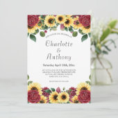 Moderne zonnebloemen en Rozen bloemen Kaart (Staand voorkant)