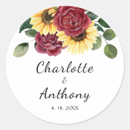 Moderne zonnebloemen en Rozen bloemen Ronde Sticker