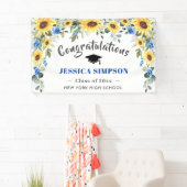 Moderne Zonnebloemen Eucalyptus Afstuderen 2024 Spandoek (Insitu)