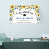 Moderne Zonnebloemen Eucalyptus Afstuderen 2024 Spandoek (Beurs)