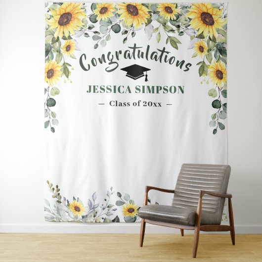 Moderne zonnebloemen Eucalyptus Foto Afstudeerder  Wandkleed (In situ)