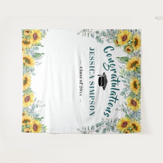 Moderne zonnebloemen eucalyptus foto grad achtergr wandkleed (Voorkant (horizontaal))