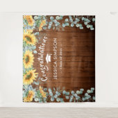 Moderne zonnebloemen Eucalyptus Foto Grad Backdrop Wandkleed (Voorkant)