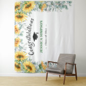 Moderne Zonnebloemen Eucalyptus Fotocabine Achterg Wandkleed (In situ)