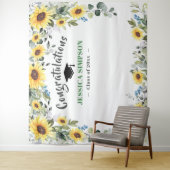 Moderne zonnebloemen Eucalyptus Grad fotobackdrop Wandkleed (In situ)