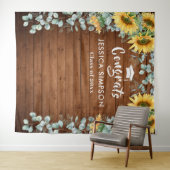 Moderne zonnebloemen eucalyptus rustieke foto acht wandkleed (In Situ (horizontaal))