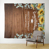 Moderne zonnebloemen Eucalyptus Rustieke Fotobackd Wandkleed (In Situ (horizontaal))